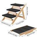 Portable Wooden 3 Step Pet Stairs with Non-Slip Steps and Ramp for Dogs and Cats - view 3