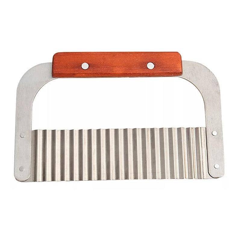Potato Crinkle Cutter Wavy Slicer with Stainless Steel Blade and Wooden Handle - view 2