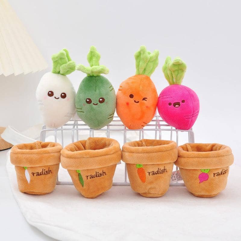 Potted Radish Plush Keychain, Soft Stuffed Toy - Orange - view 4