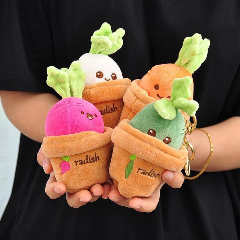 Potted Radish Plush Keychain, Soft Stuffed Toy - Orange - view 5