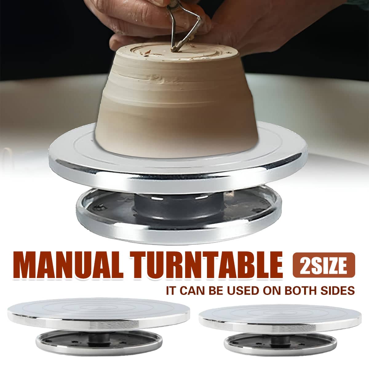 Pottery Turntable Aluminium Alloy Revolving Stand, Double-Sided - Small 20 cm - view 2