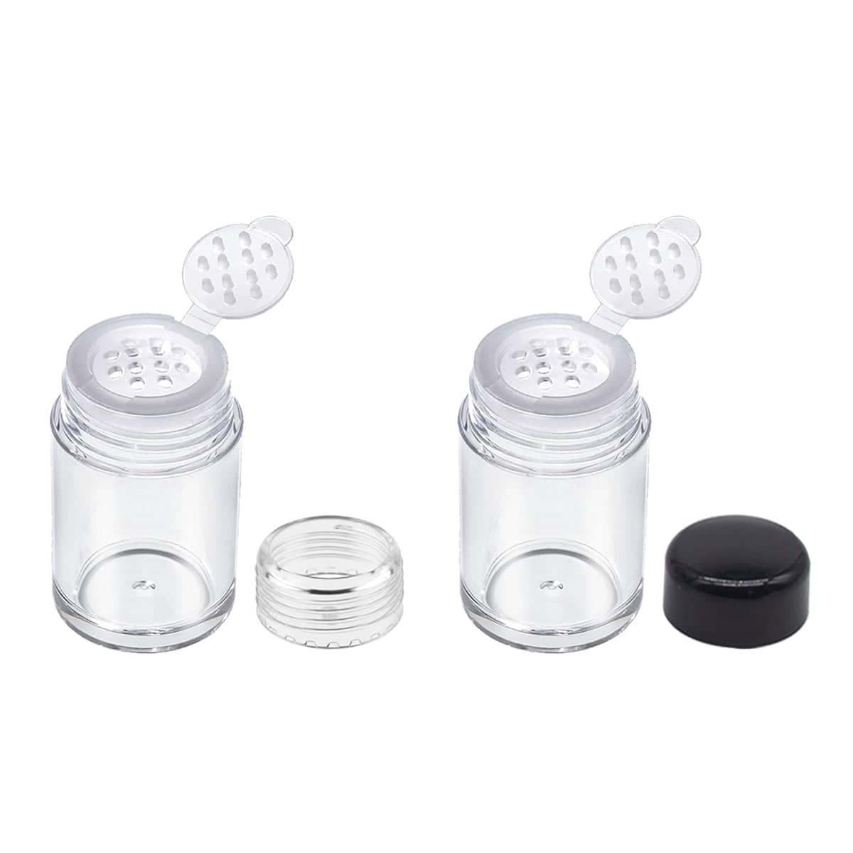 Powder Jars with Sifter and Flip Lid, Pack of 10 - Black Lid - view 3