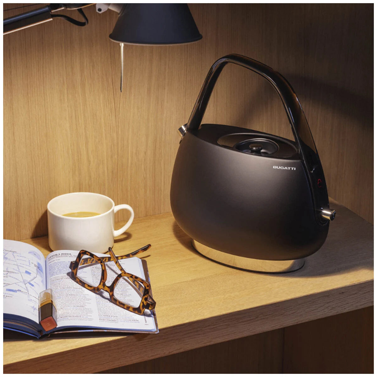 Bugatti Jackie Kettle 1.2L - Matte Black 18/10 Stainless Steel, Tritan Handle, Simple On/Off - 02-JKNNU