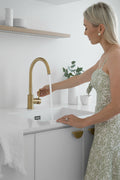 Gareth Ashton Gooseneck Mixer Tap - Brushed Brass 377mm High Pin Lever 3 Star WELS 8L/min - 3K4-BB