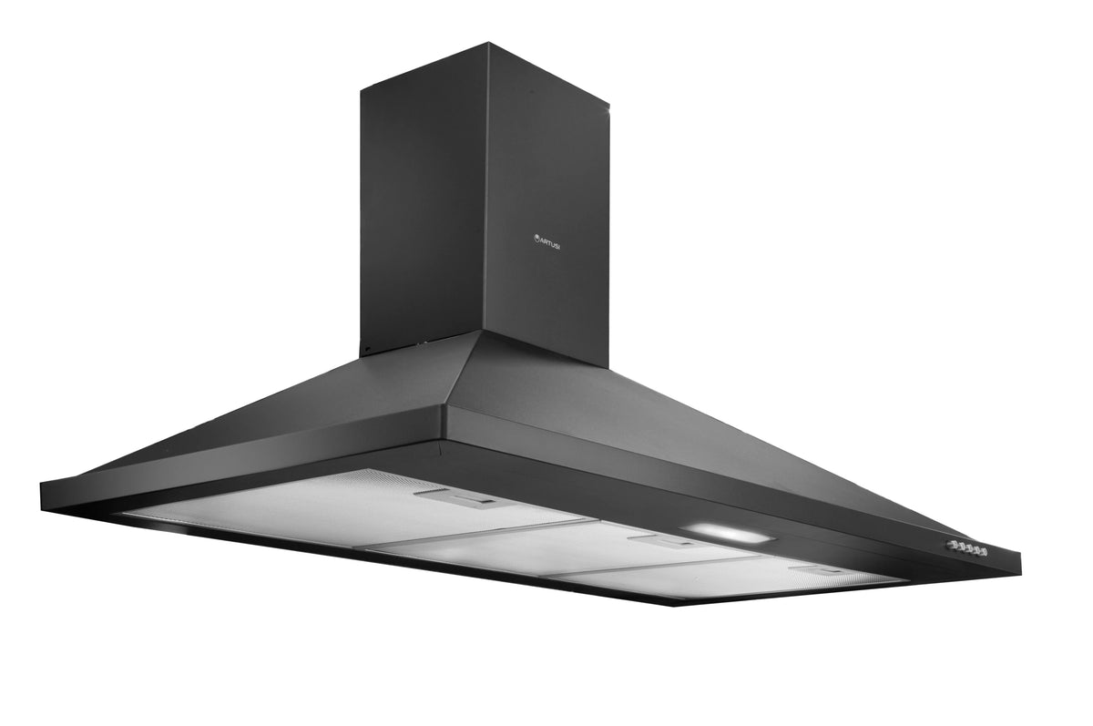 Artusi 90cm Canopy Rangehood - Anthracite Enamel Finish, 500m³/h, Dishwasher-Safe Filters, LED - ACH935B