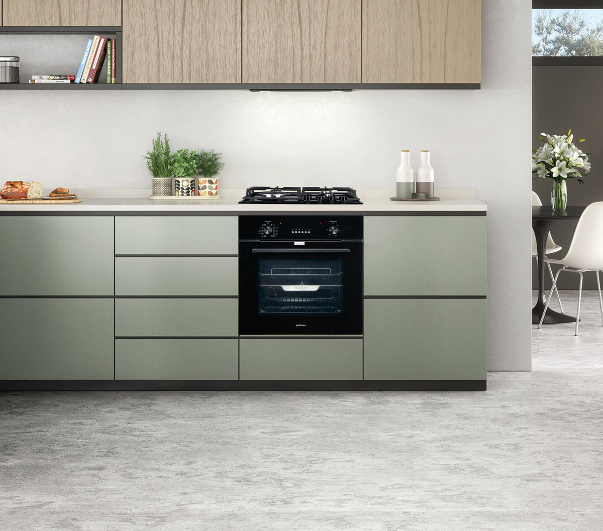 Brohn 60cm Built-In Electric Oven - 73L, 10 Functions, Inbuilt AirFry Mode, Black Glass Fascia - BRO6001BLK