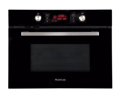 Artusi 60cm Compact Combi-Microwave Oven 44L - Black Glass - 13 Auto Programs - Child Lock - CAMC45B