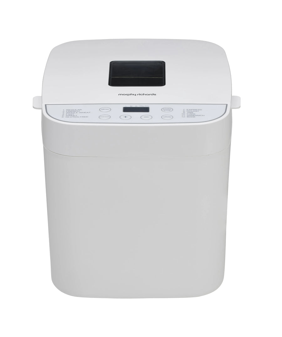 Morphy Richards Compact Bread Maker - 900g Loaf, Twelve Digital Programs, 13 Hour Delay Timer - MRBRD9WT