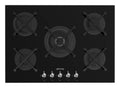 Smeg 72cm 5 Burner Gas on Glass Cooktop - Black Tempered Glass - Wok Burner - PV375NAU