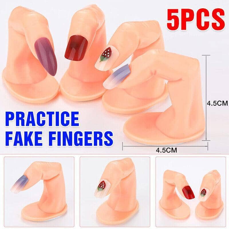 Practice Fake Fingers for Nail Art Training, Pack of 5 Display Hands