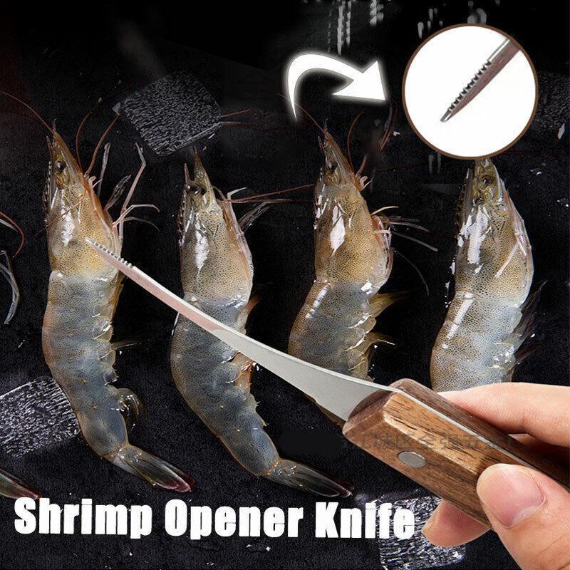 Prawn Peeler and Deveining Knife with Wooden Handle
