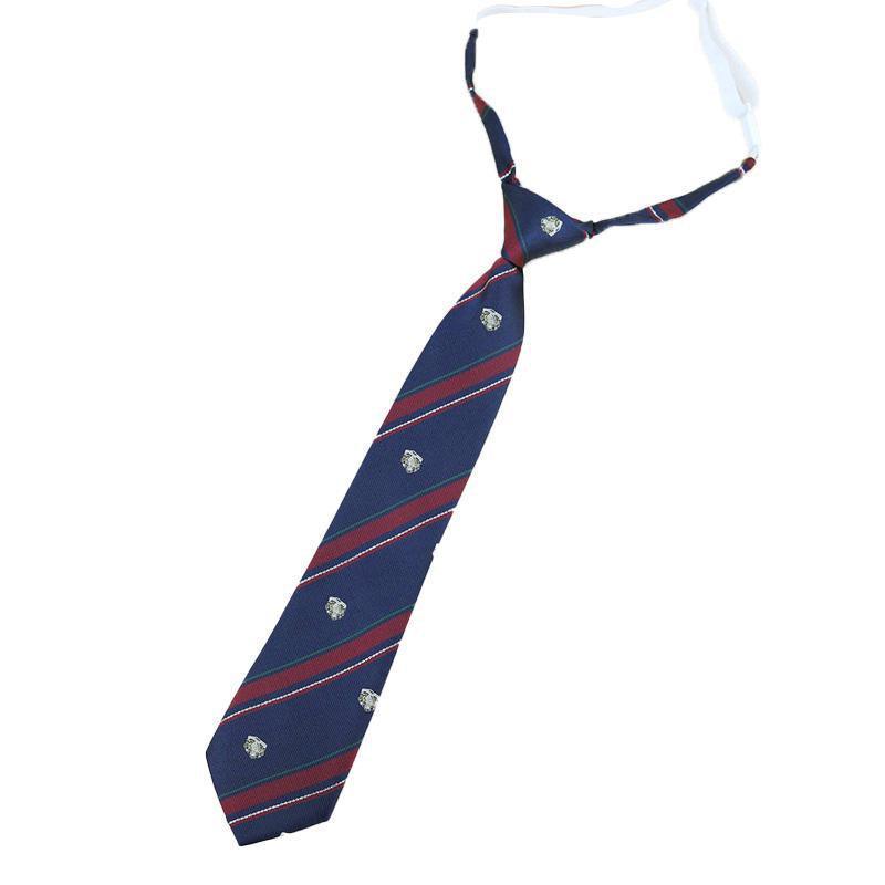 Pre-Tied Student Necktie - Crown Emblem, Navy