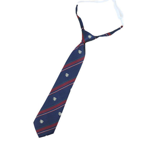 Pre-Tied Student Necktie - Crown Emblem, Navy