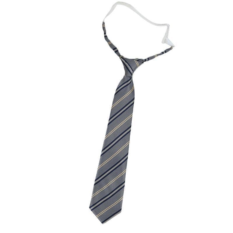 Pre-Tied Student Necktie - Striped Grey