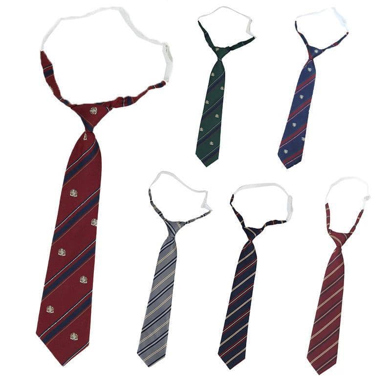 Pre-Tied Student Necktie - Striped Grey - view 3