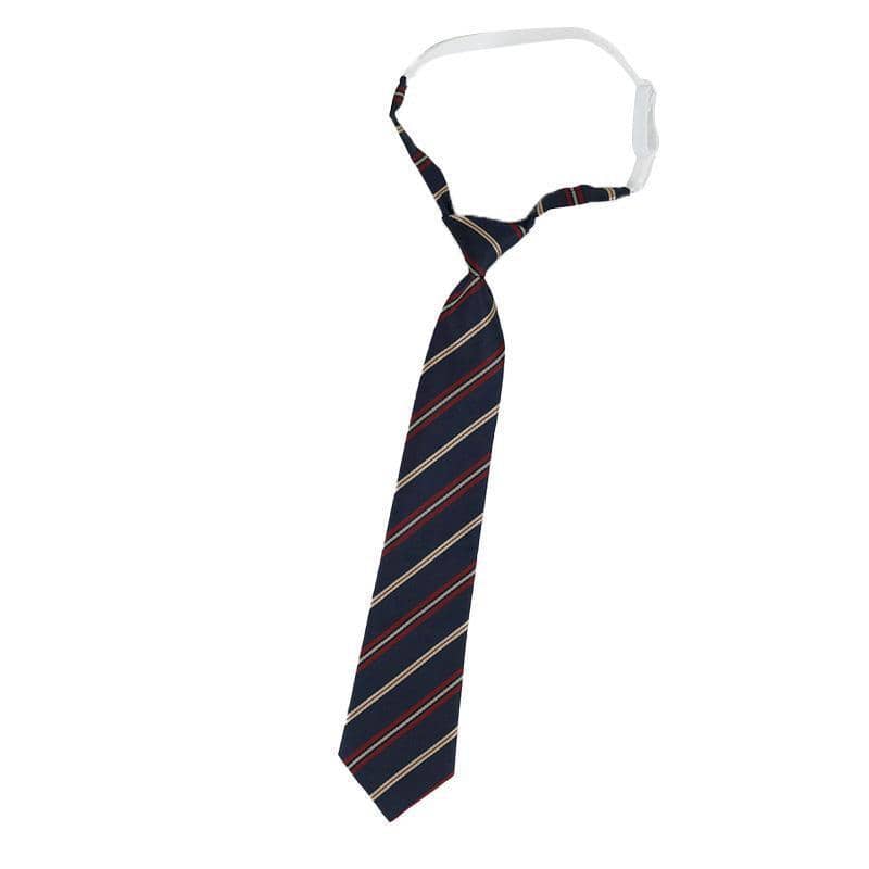 Pre-Tied Student Necktie - Striped Navy