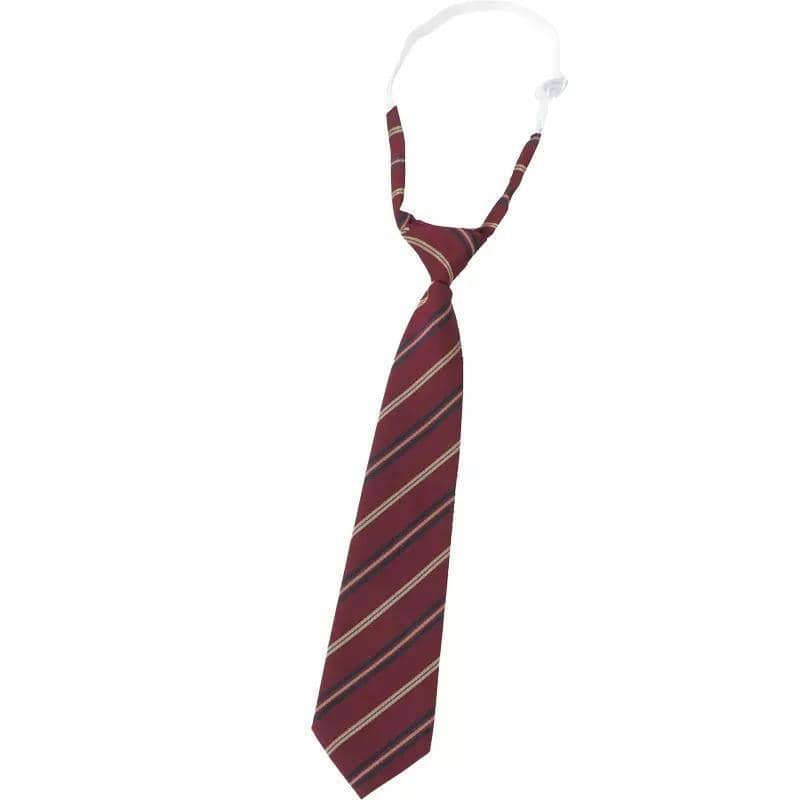 Pre-Tied Student Necktie - Striped Wine Red