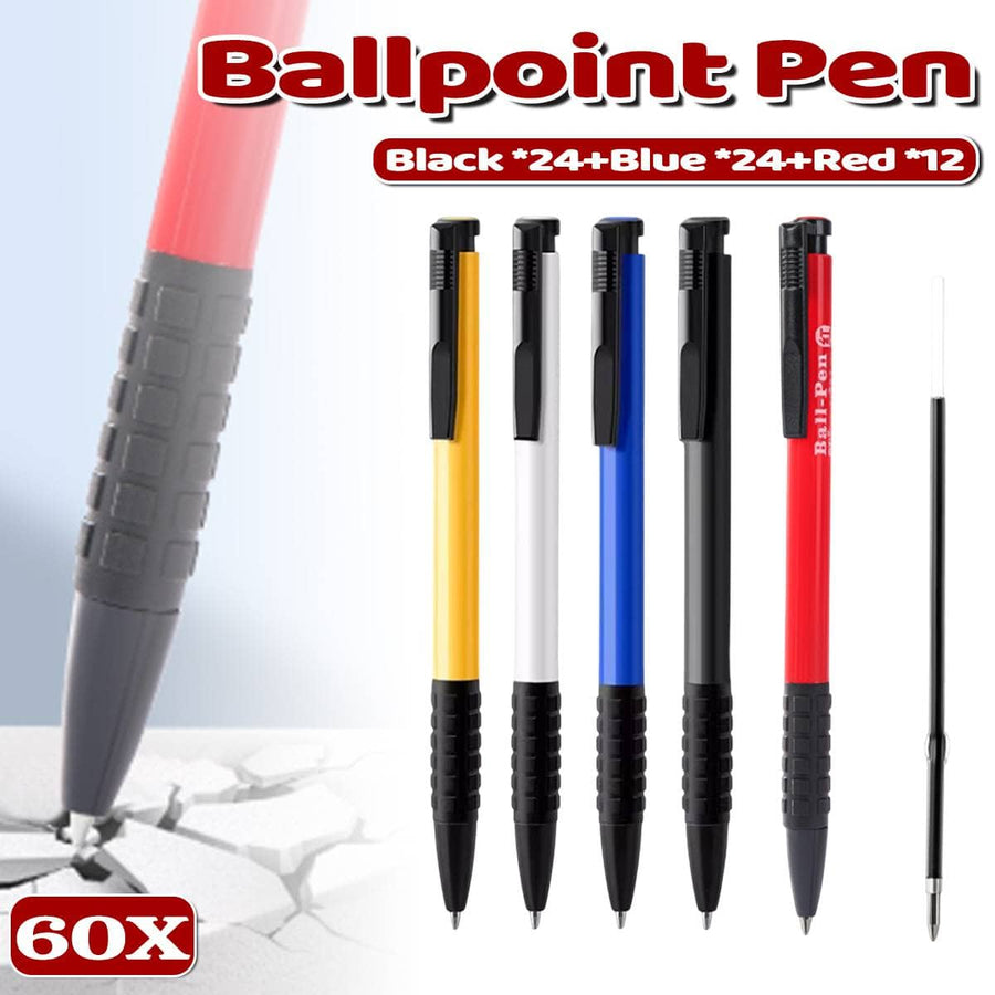 Press Style Ballpoint Pens 0.7 mm Pack of 60, Smooth Glide for Office and School