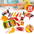 Pretend BBQ Grill Cooking Food Toy Set for Role Play, 28 Pieces