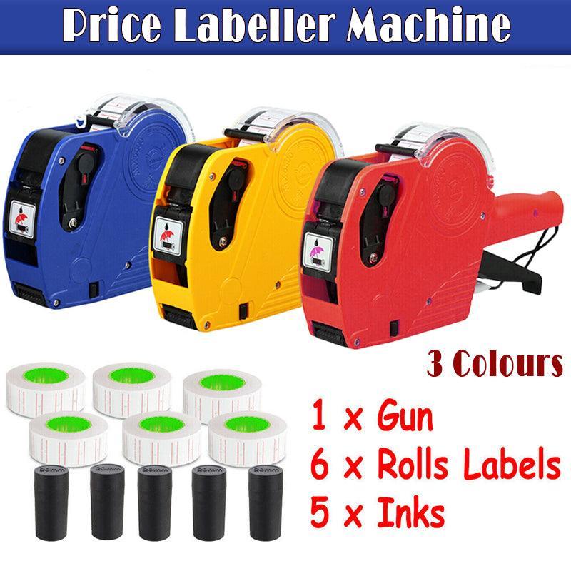 Price Tag Gun Labeller Kit with 6 Label Rolls and 5 Ink Rollers - Red - view 2