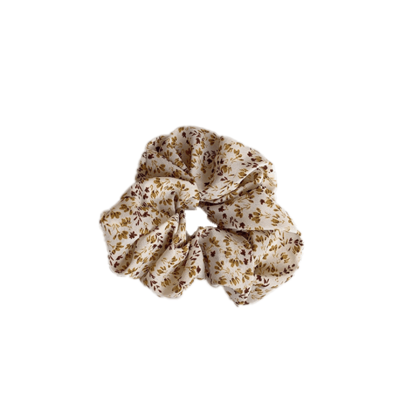 Printed Elastic Scrunchie Hair Tie - Beige