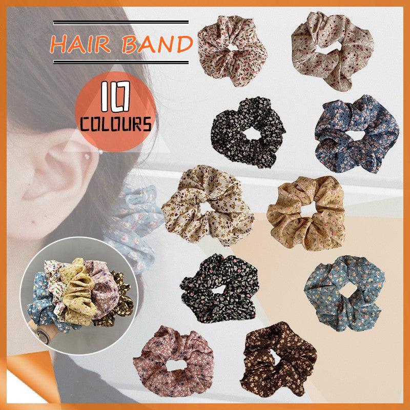 Printed Elastic Scrunchie Hair Tie - Black - view 2