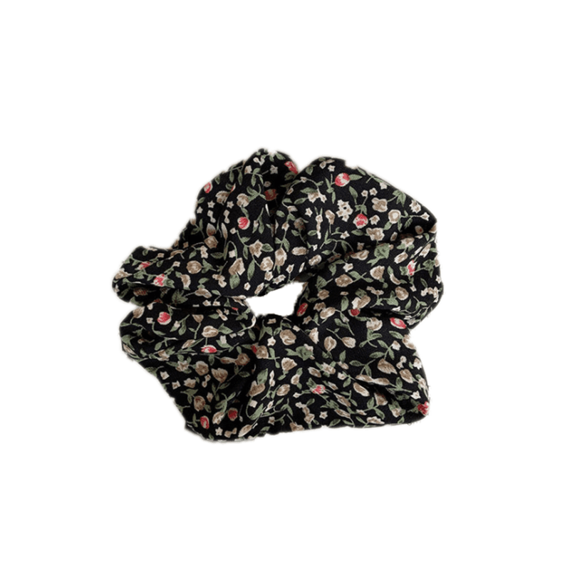 Printed Elastic Scrunchie Hair Tie - Black and Green