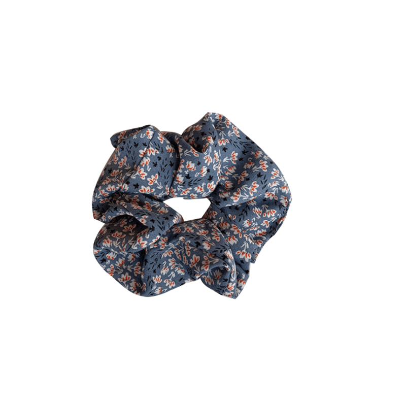 Printed Elastic Scrunchie Hair Tie - Blue