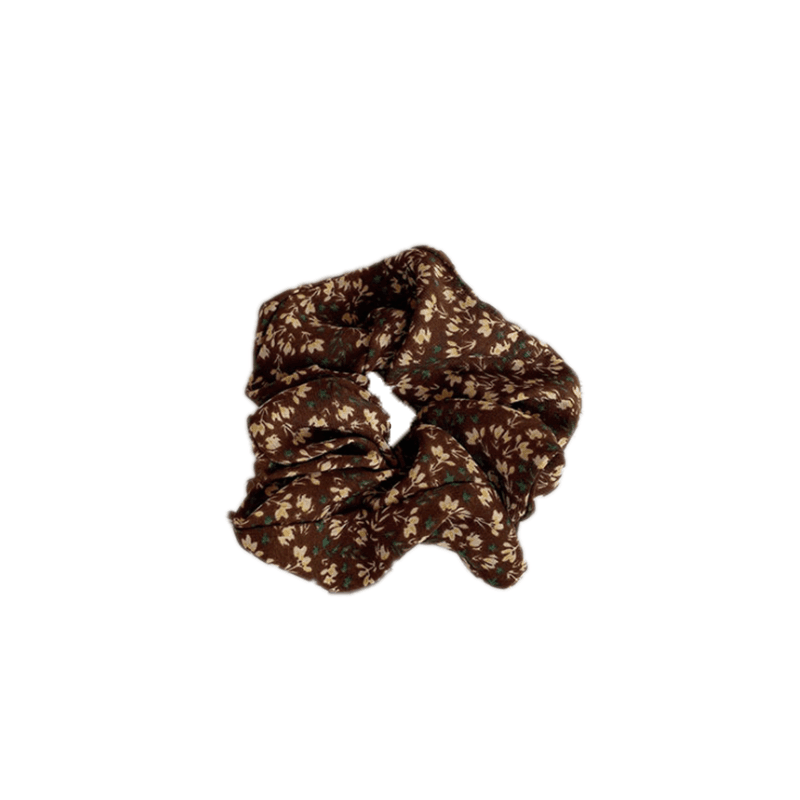 Printed Elastic Scrunchie Hair Tie - Brown