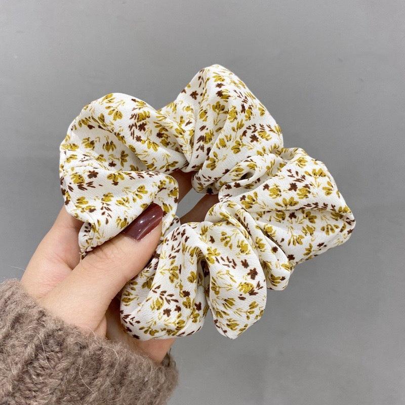 Printed Elastic Scrunchie Hair Tie - Brown - view 11