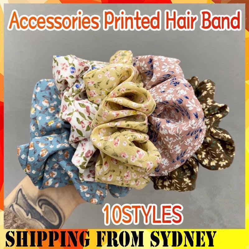Printed Elastic Scrunchie Hair Tie - Brown - view 13