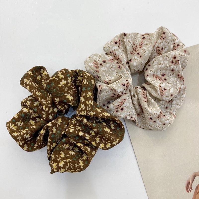 Printed Elastic Scrunchie Hair Tie - Brown - view 4