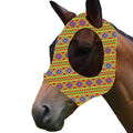 Printed Horse Fly Mask with Mesh Eyes and Ears - Green Geometric Print