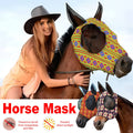Printed Horse Fly Mask with Mesh Eyes and Ears - Red Geometric Print - view 2