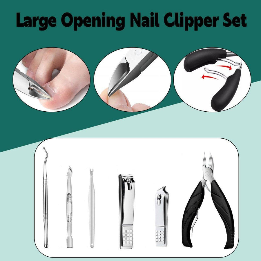 Professional Nail Clippers Set Manicure Pedicure Kit Stainless Steel Tools - Black