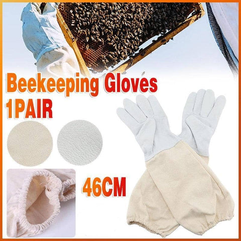 Protective Beekeeping Gloves with Vented Long Sleeves, 1 Pair, Cream