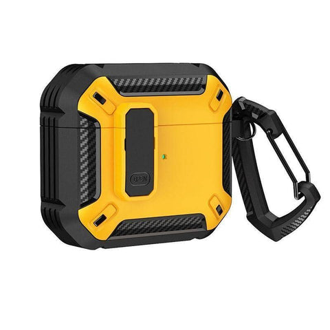 Protective Case with Lock and Hook - Black and Yellow, for AirPods Pro