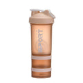 Protein Shaker Sport Water Bottle, 3 Tier, 500 ml - Peach