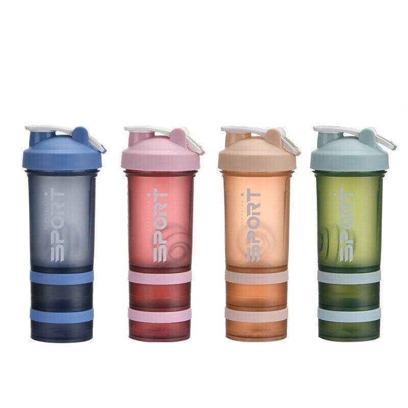 Protein Shaker Sport Water Bottle, 3 Tier, 500 ml - Peach - view 3