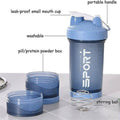 Protein Shaker Sport Water Bottle, 3 Tier, 500 ml - Peach - view 4