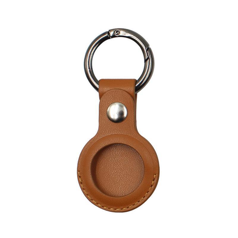 PU Leather Case for AirTag with Keychain Holder - Brown