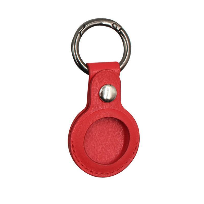 PU Leather Case for AirTag with Keychain Holder - Red