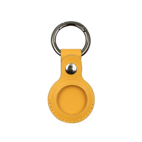 PU Leather Case for AirTag with Keychain Holder - Yellow