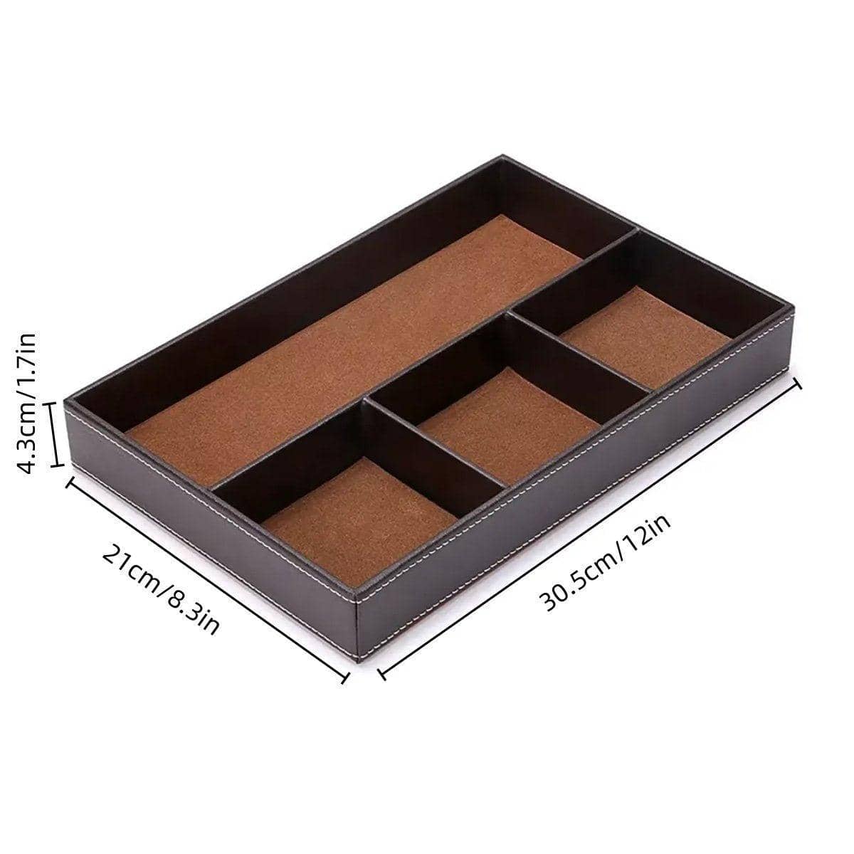 PU Leather Key and Jewellery Organiser Tray with 4 Compartments - view 3