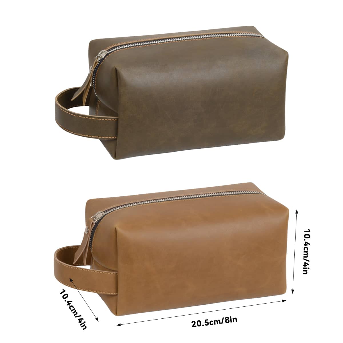 PU Leather Retro Makeup Toiletry Bag - Dark Brown - view 4