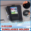 PU Leather Sun Visor Organiser with Sunglasses Holder and Card Pockets - Black