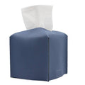 PU Leather Tissue Box Cover Holder - Blue, Medium (12.5 x 12.5 x 12 cm)