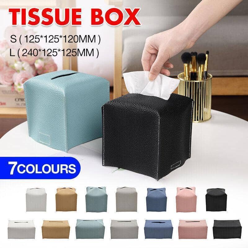 PU Leather Tissue Box Cover Holder - Pink, Medium (12.5 x 12.5 x 12 cm) - view 2
