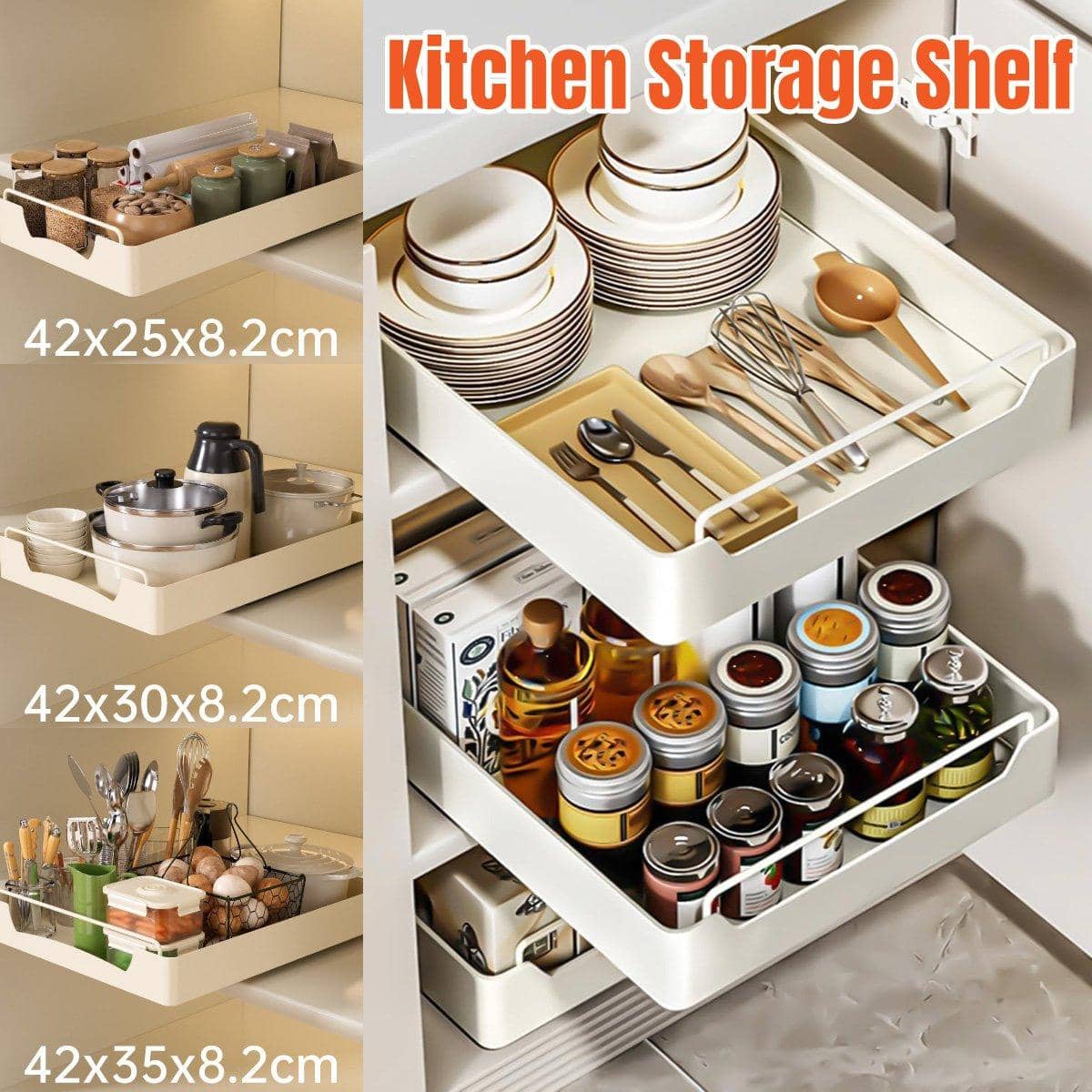 Pull-Out Kitchen Cabinet Storage Drawer - Small (42 cm Long) - view 2