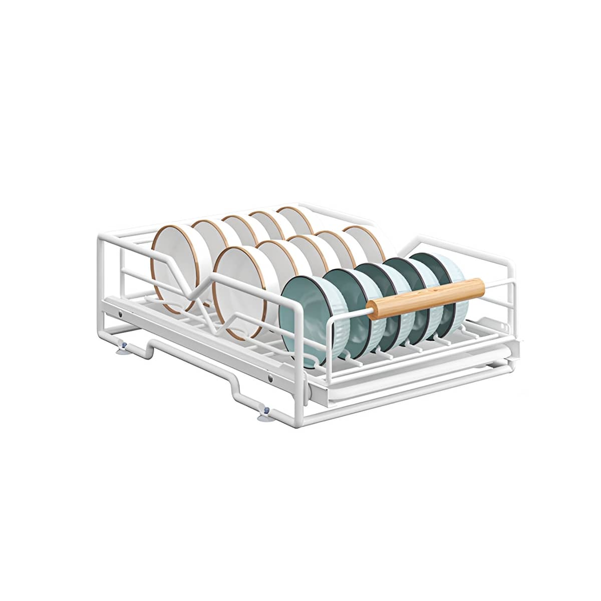 Pull Out Kitchen Cabinet Storage Rack, Carbon Steel - Bowl Rack, 40 x 30 x 13 cm